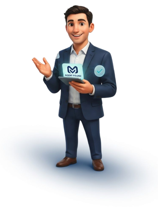 Market Match guide holding a tablet showing an agent match